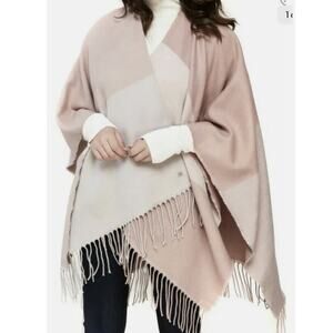 Soia & Kyo Acrylic Dusty Pink Blanket Shawl Cardigan Fringe Poncho Wrap O/S
